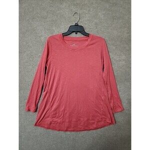 J Jill Shirt Womens M Pink Pima Scoop Neck Elliptical Tunic Long Sleeve